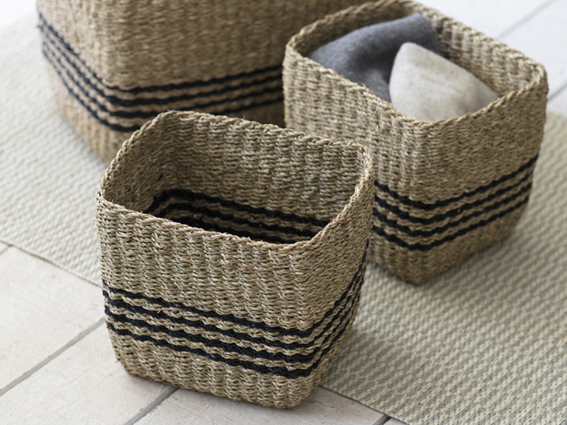 Set of 3 Striped Storage Baskets